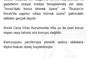 Adalet Bakanı’ndan İmralı’daki Villa İddialarına Yalanlama