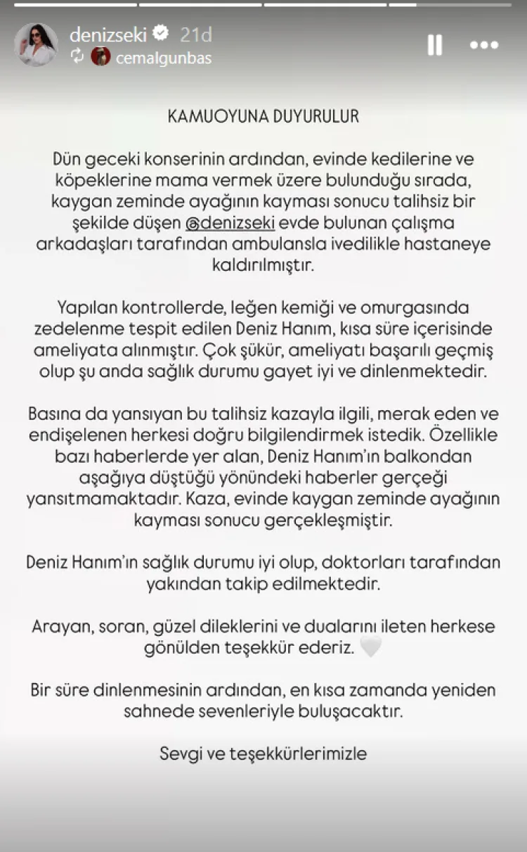 Deniz Seki Evde Düşerek Yaralandı, Ameliyat Oldu!