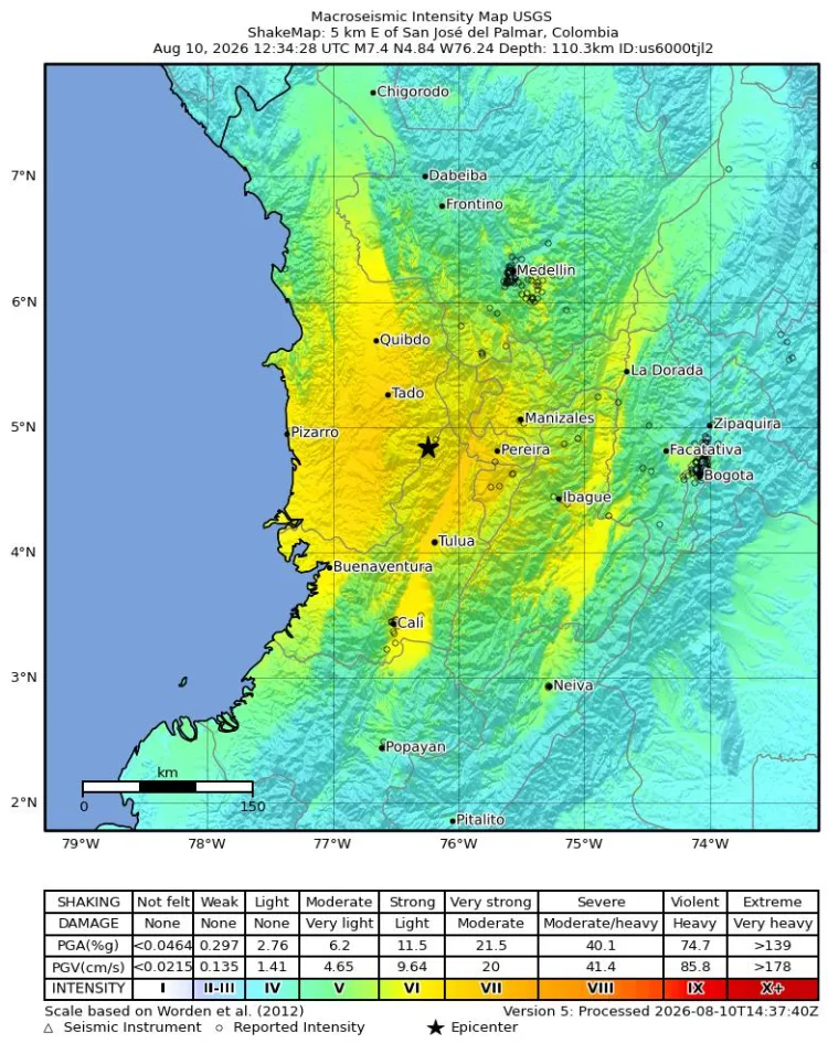 Kolombiya’da 7.4 Büyüklüğünde Deprem: 100 Ölü!