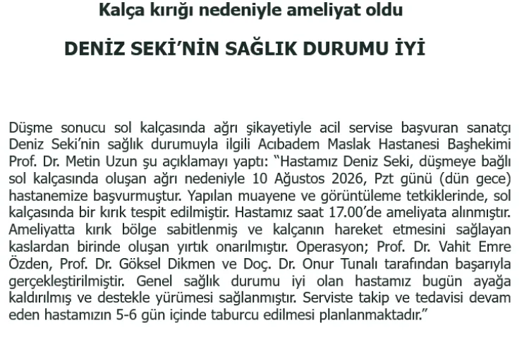 Deniz Seki Hastaneye Yatırıldı, Ameliyat Geçirdi!